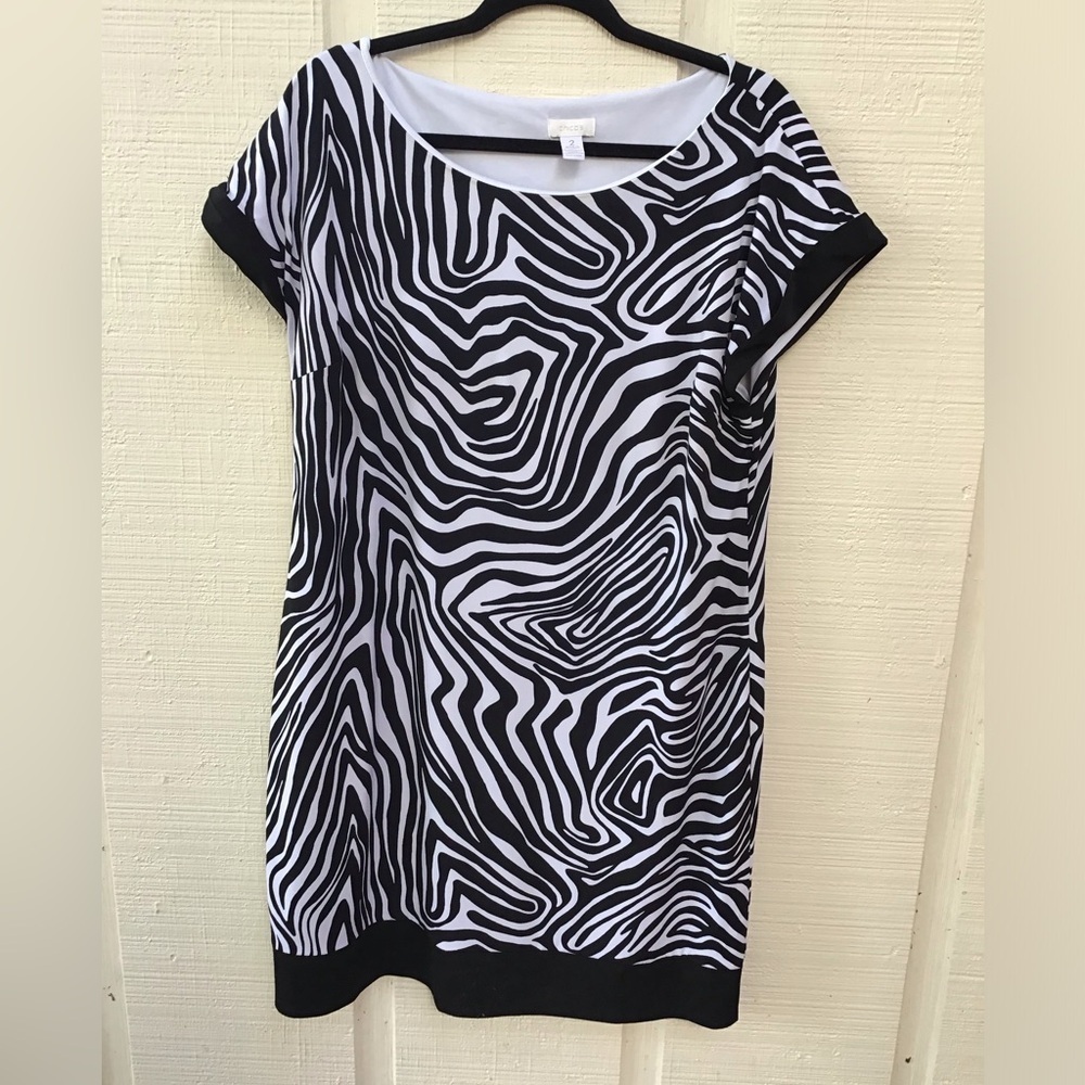 Chico Black and White Zebra Print Women's Top size 2
